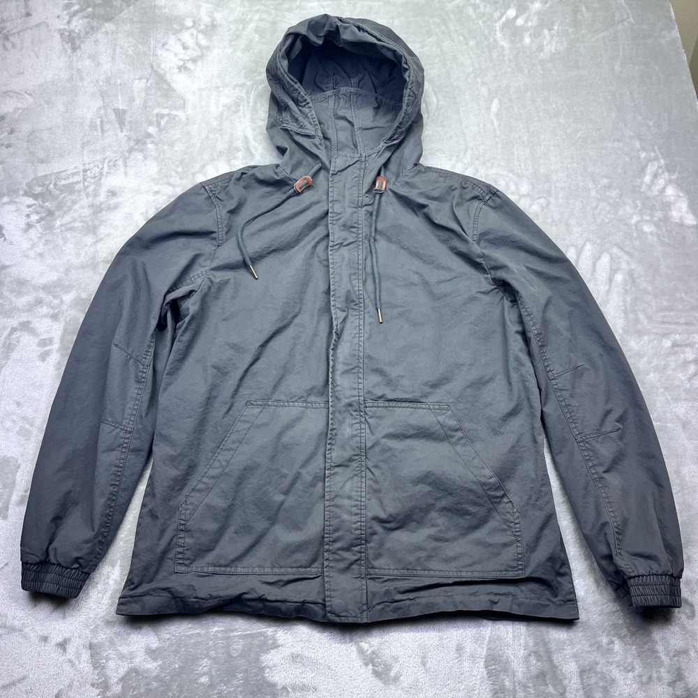 American‎ Rag Hooded Utility Jacket Lightweight Full Zip Gray Mens Large Grunge